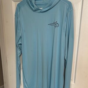 Reel Life Men’s Light Blue Long-Sleeve Hooded Fishing Shirt